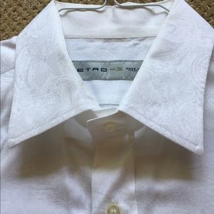 Etro size 43 / 17US white on white Dress Shirt